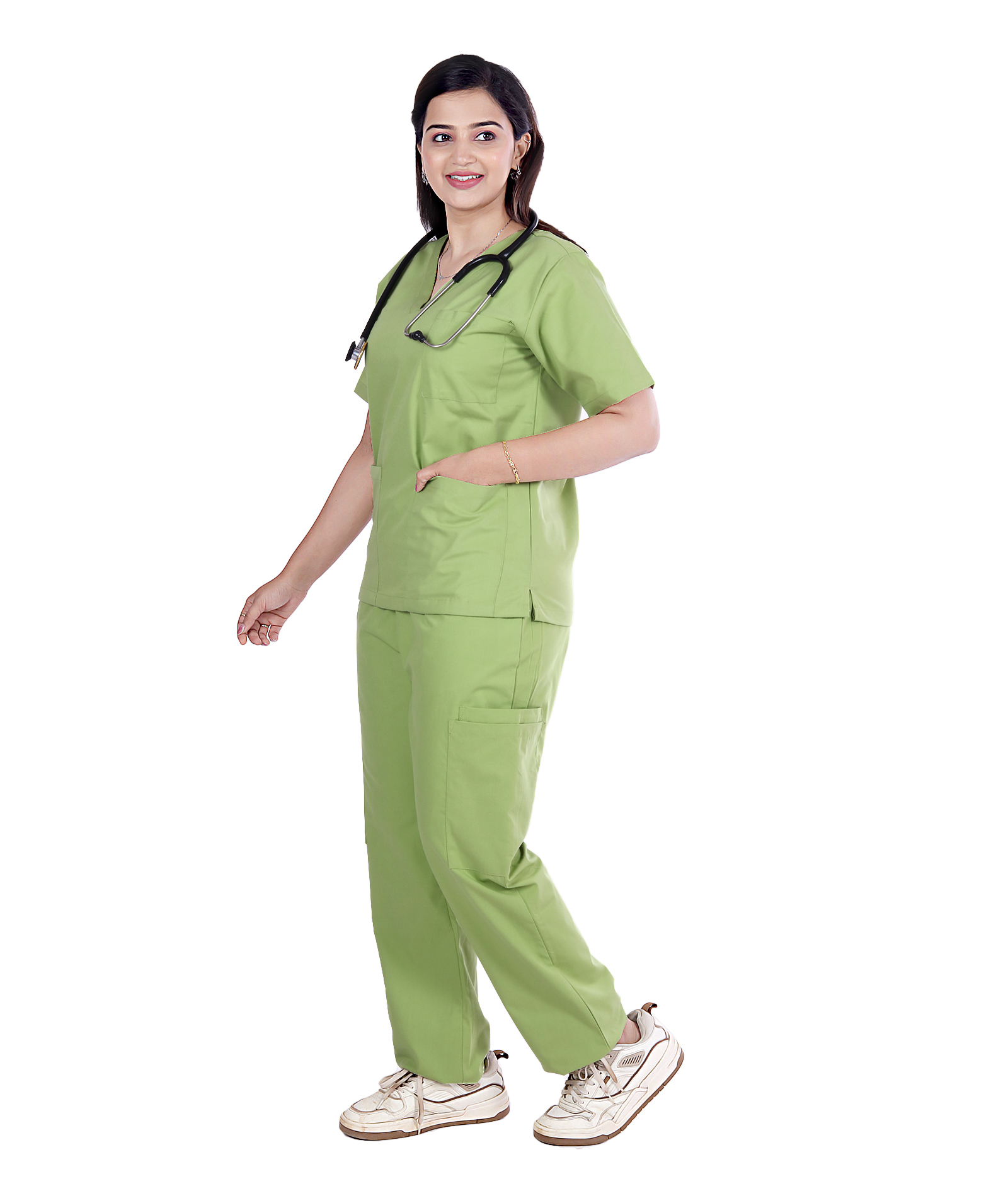 Women’s Classic Fit Non Stretch Scrubs - Leaf Green