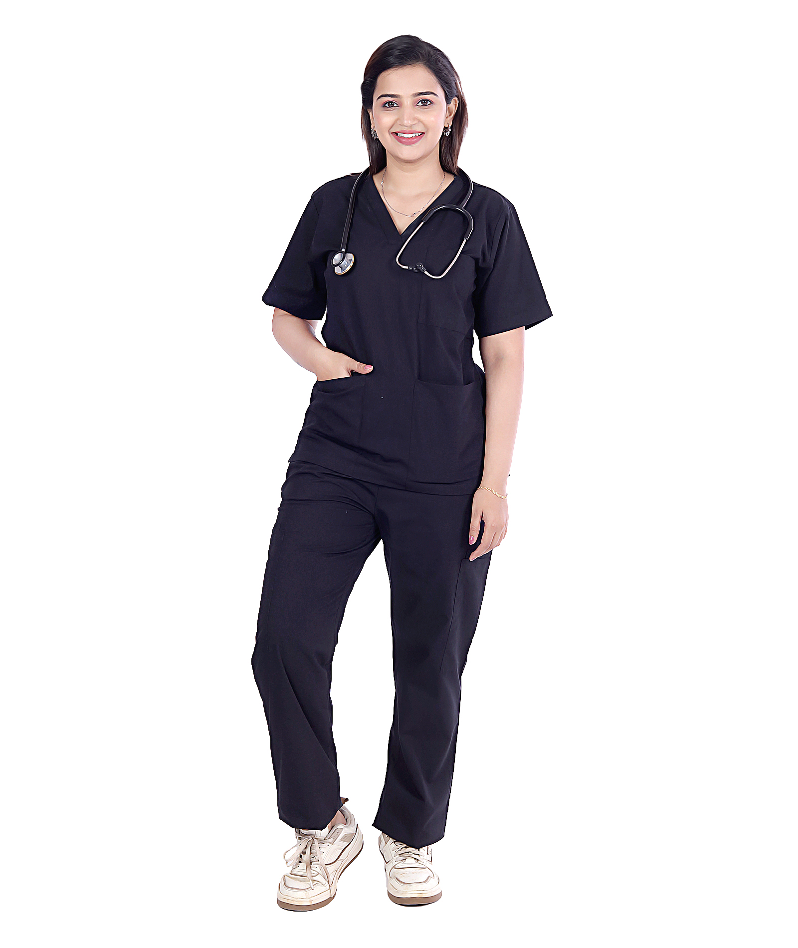 Women’s Classic Fit Non Stretch Scrubs - Onyx Black