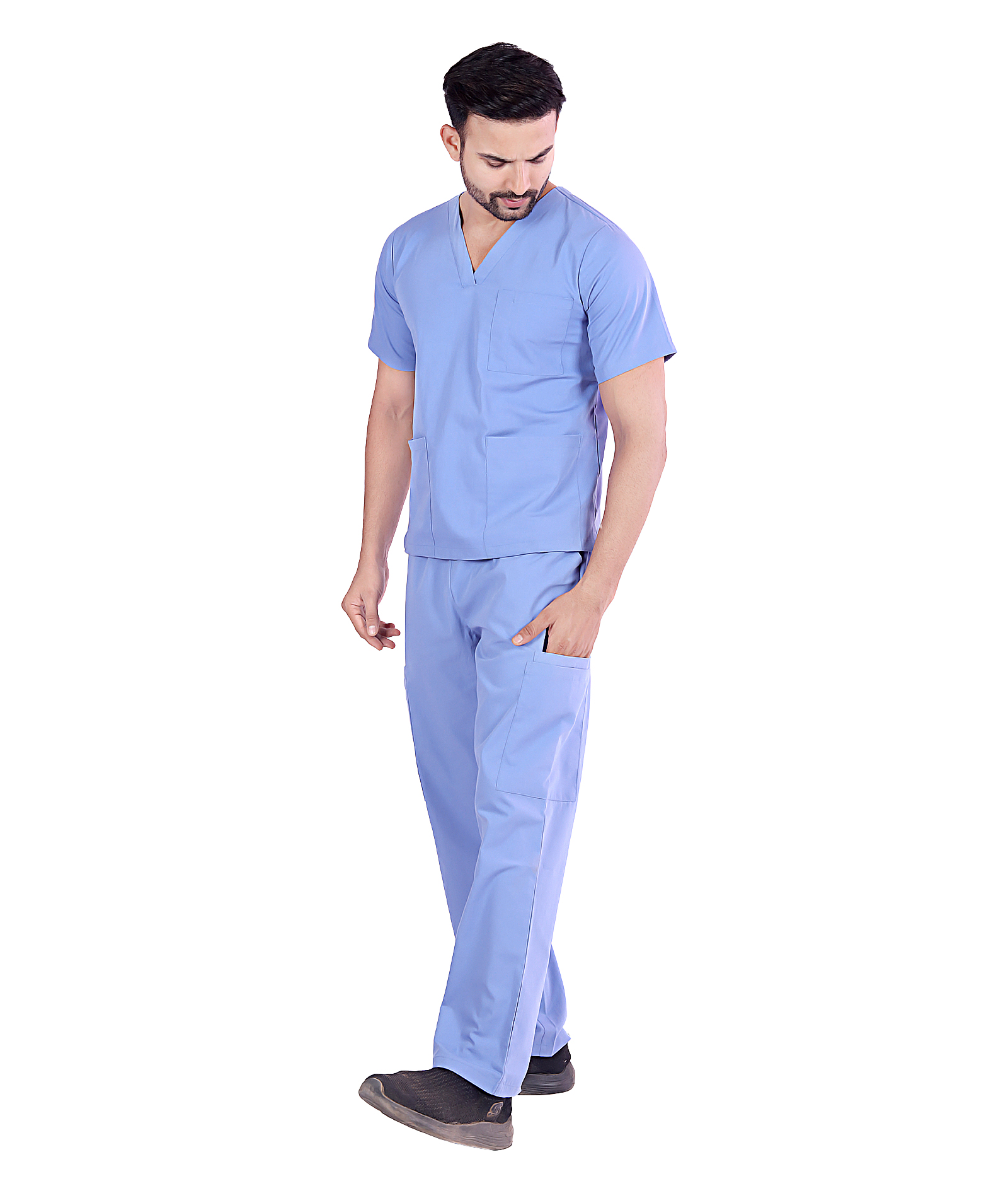 Men’s Classic Fit Non Stretch Scrubs - Light Sky