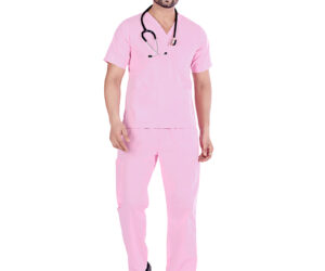 Men’s Classic Fit Non Stretch Scrubs - Soft Pink