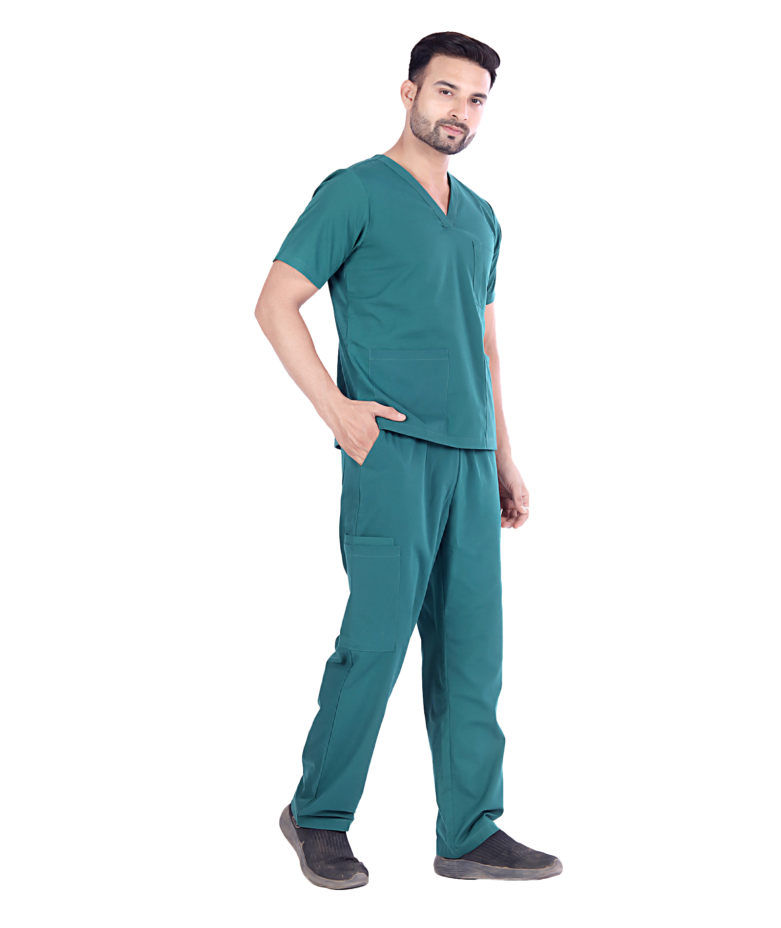 Men’s Classic Fit Non Stretch Scrubs - Forest green