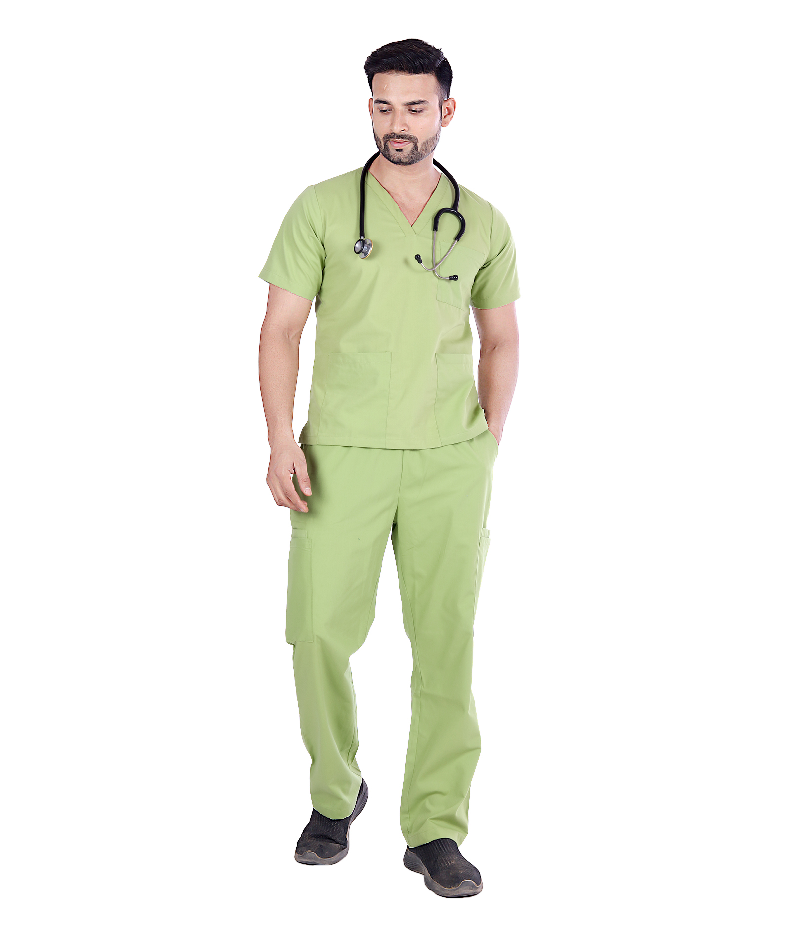 Men’s Classic Fit Non Stretch Scrubs - Leaf Green