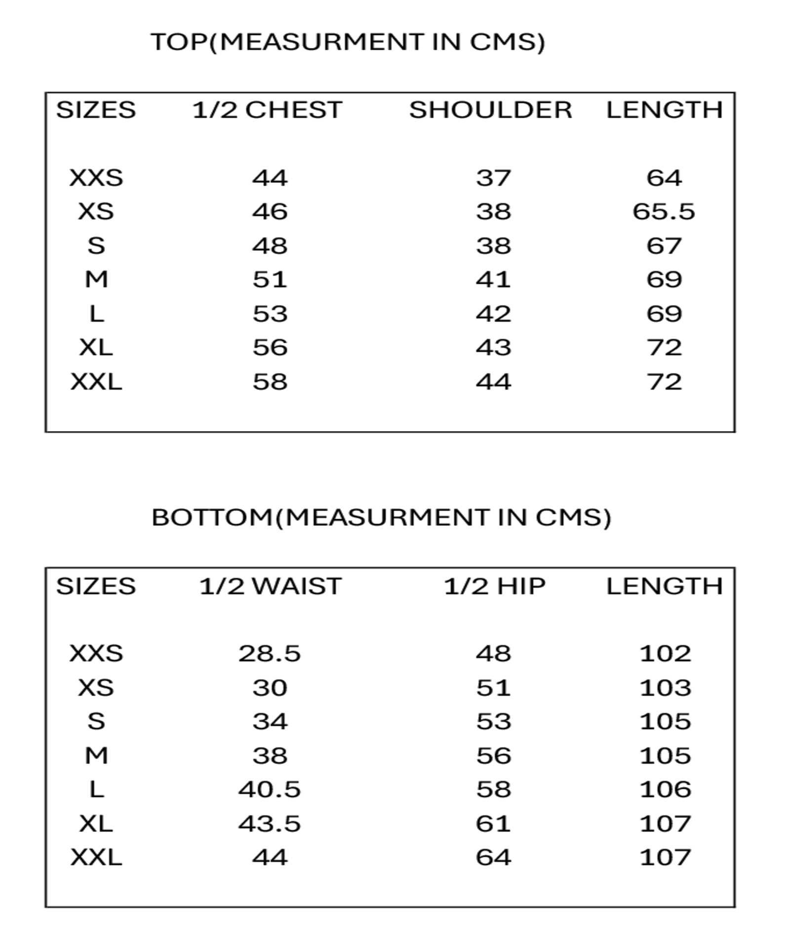 new size guide